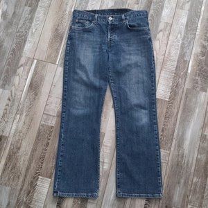 Lucky Brand Dungarees Button Fly Flare Denim Jeans Y2K Retro Vibes size 28/6